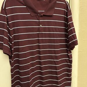 Calvin Klein Liquid Touch Burgundy Striped Polo Shirt - XL